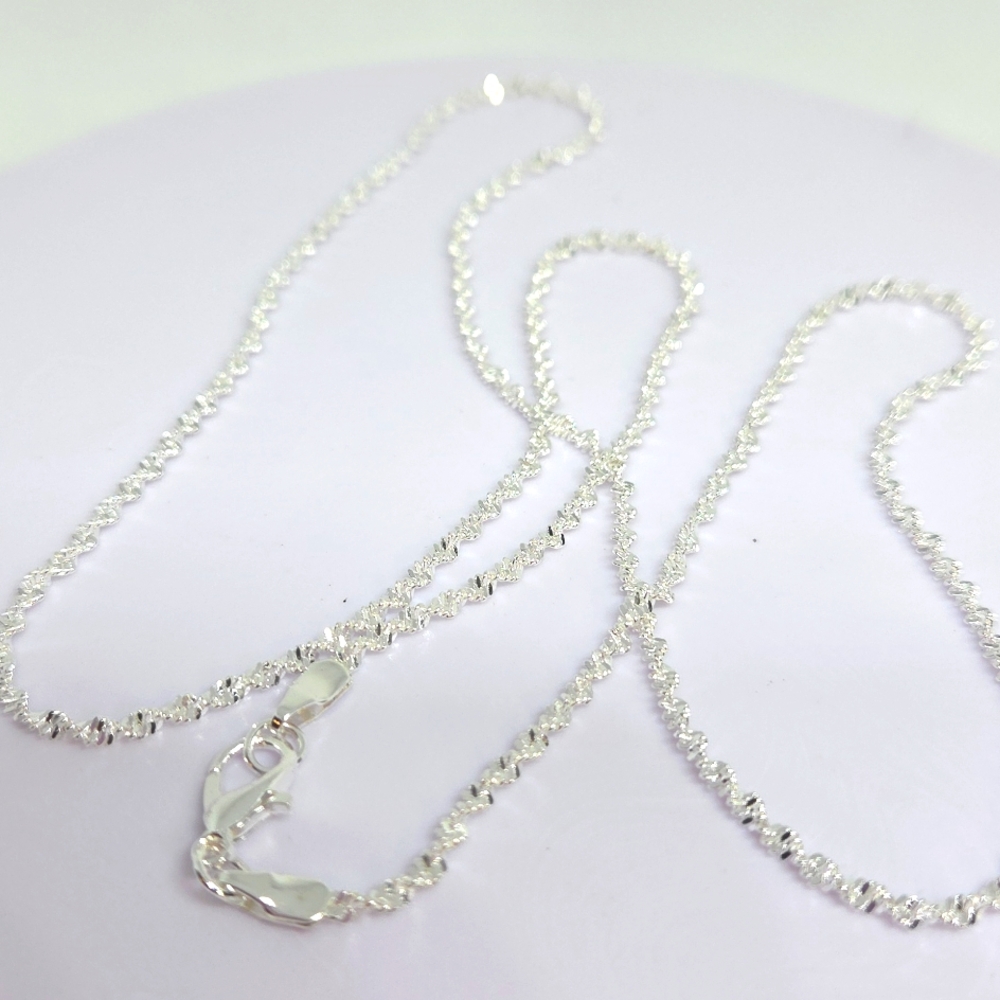 24 inch Luxury 2mm Silvery Plated Double Layer Water-wave Chain Necklace